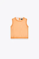DOUBLE LAYER KNIT LINEN BLEND TOP