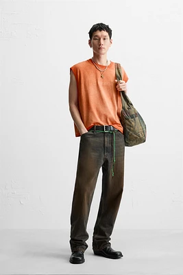T-SHIRT TANK DÉLAVÉ BRODÉ