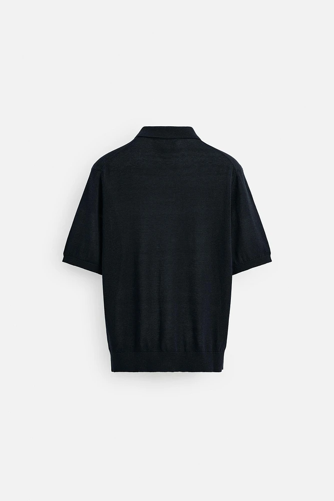 KNIT SILK LINEN POLO SHIRT