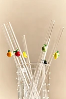 LOT PAILLES VERRE RECYCLABLE FIGURES FRUITS (LOT DE 6)