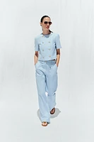 STRAIGHT LEG PANTS WITH METAL BUTTON