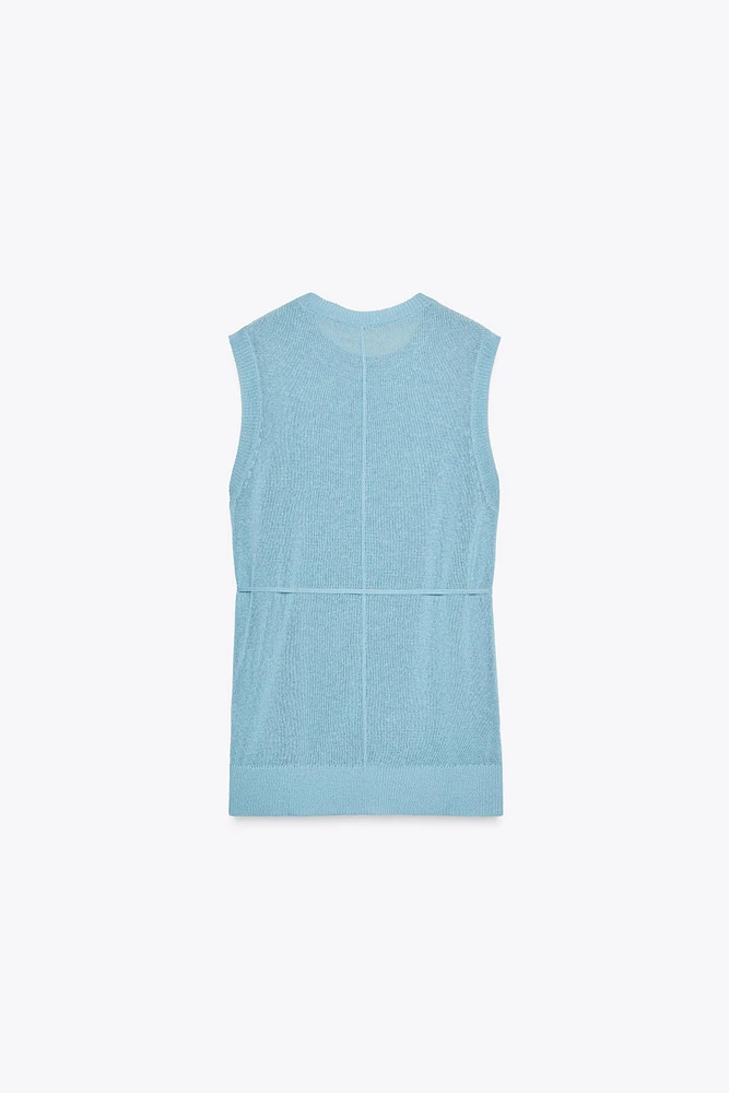 TOP LONG EN MAILLE CEINTURE