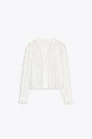 SHORT EMBROIDERED EYELET BLOUSE