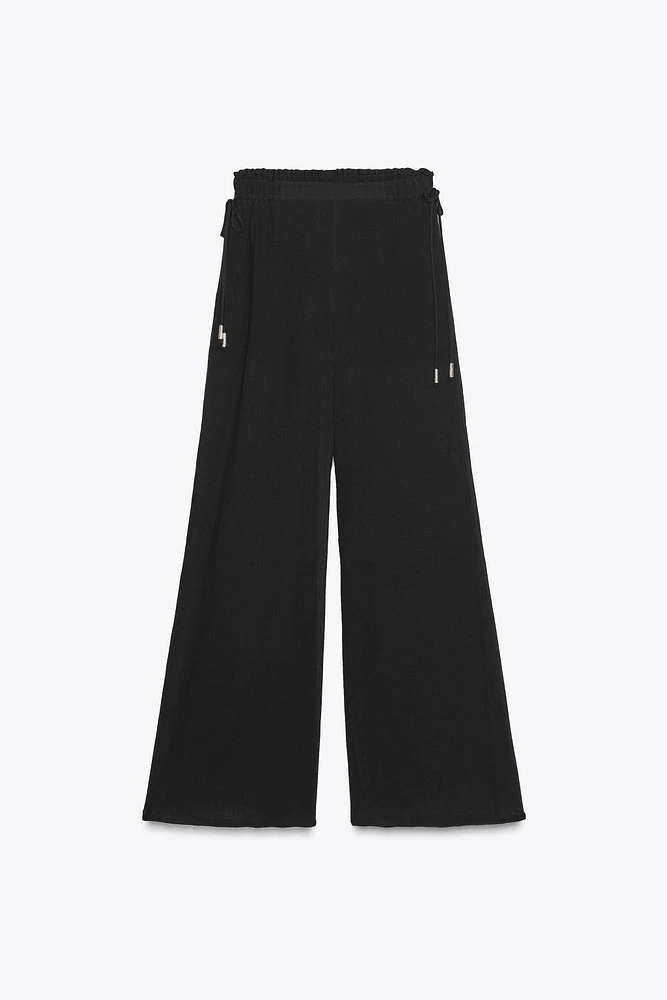 SEMI-SHEER WIDE LEG PANTS