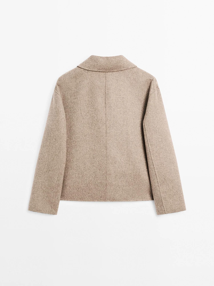 Short wool blend coat with buttons