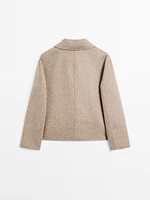 Short wool blend coat with buttons