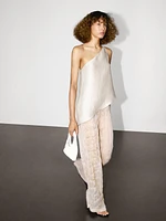 Lightweight asymmetric linen blend top