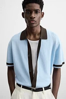 CONTRAST KNIT SHIRT