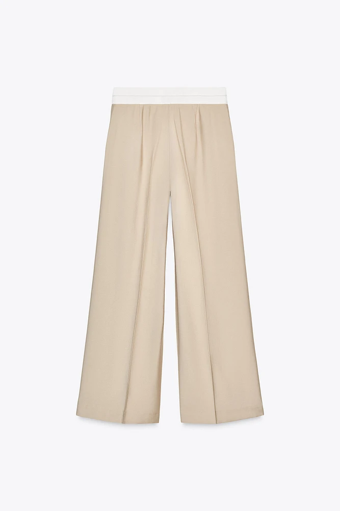 PANTALON LARGE TAILLE CONTRASTÉE