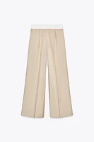 PANTALON LARGE TAILLE CONTRASTÉE