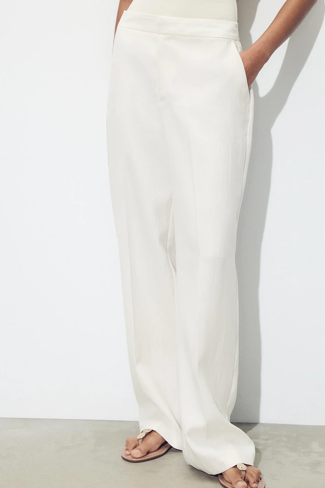 WRINKLE-LOOK STRAIGHT PANTS
