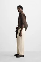 PLEATED STRAIGHT FIT PANTS