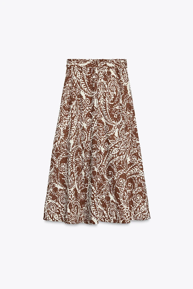 JUPE MIDI BRODERIES PERFORÉES