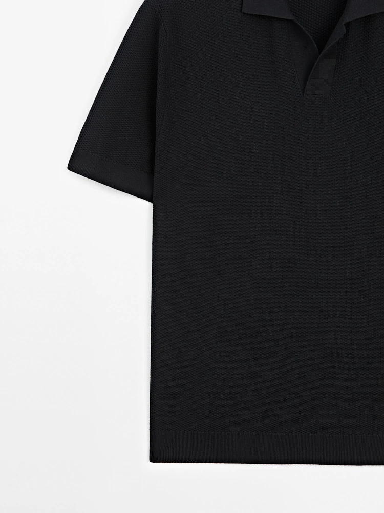 Polo manches courtes en maille texturée