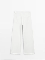 Jean wide leg taille haute avec découpes