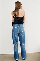 HIGH-WAISTED RELAXED OVERSIZE RIPPED JEANS