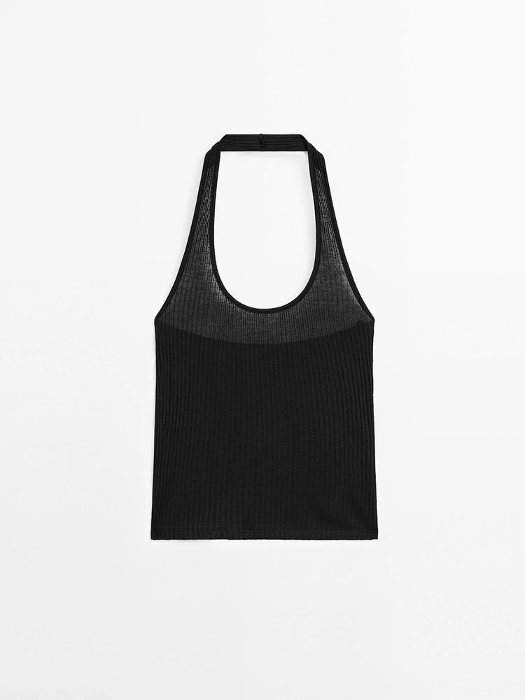 Ribbed halter top