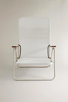 CHAISE DE PLAGE PLIABLE ACCOUDOIRS BOIS