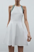 CONTRAST RIB HALTER DRESS