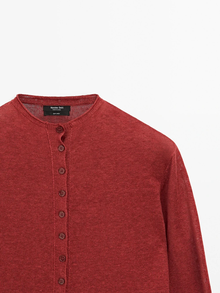 Cardigan manches longues 100 % lin