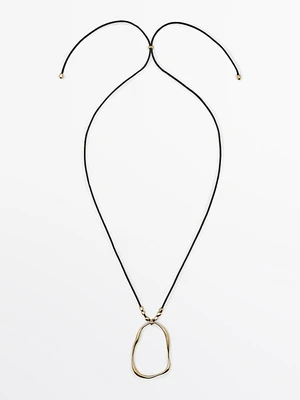 Leather cord necklace with asymmetric piece