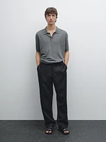 100% linen knit polo shirt