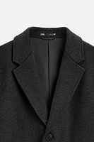 HERRINGBONE TEXTURED WOOL BLEND COAT