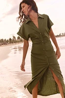 ROBE MI-LONGUE CONTENANT DU LIN