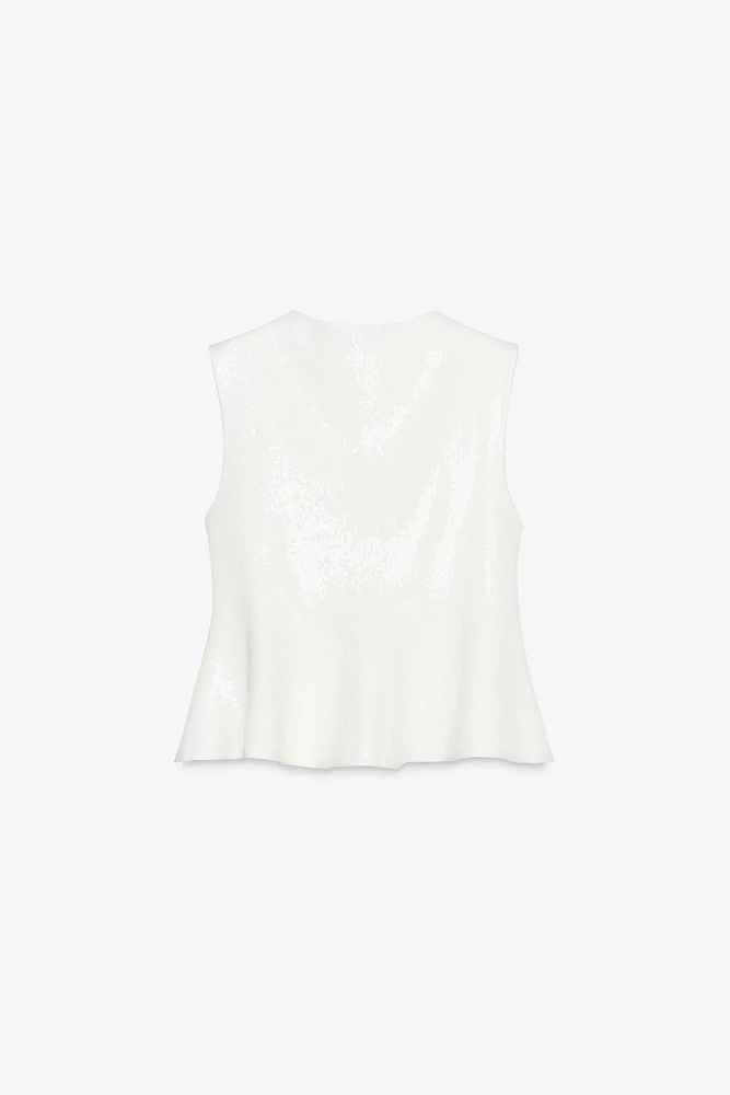 TOP EN MAILLE À SEQUINS PÉPLUM