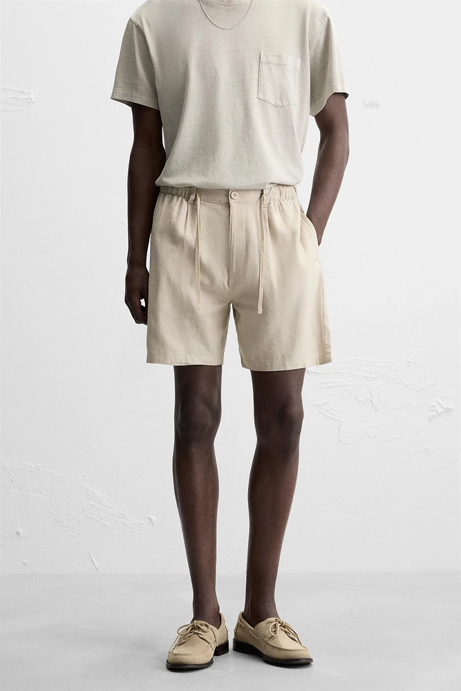 BERMUDA EN COTON ET LIN