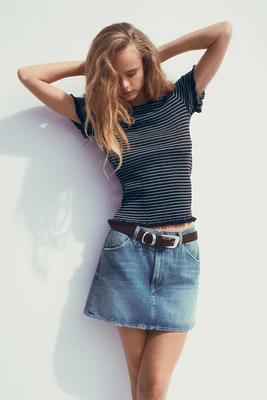 STRIPED RIB KNIT TOP
