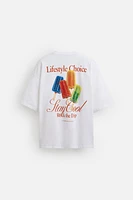 T-SHIRT IMPRIMÉ EN MATIÈRES VARIÉES