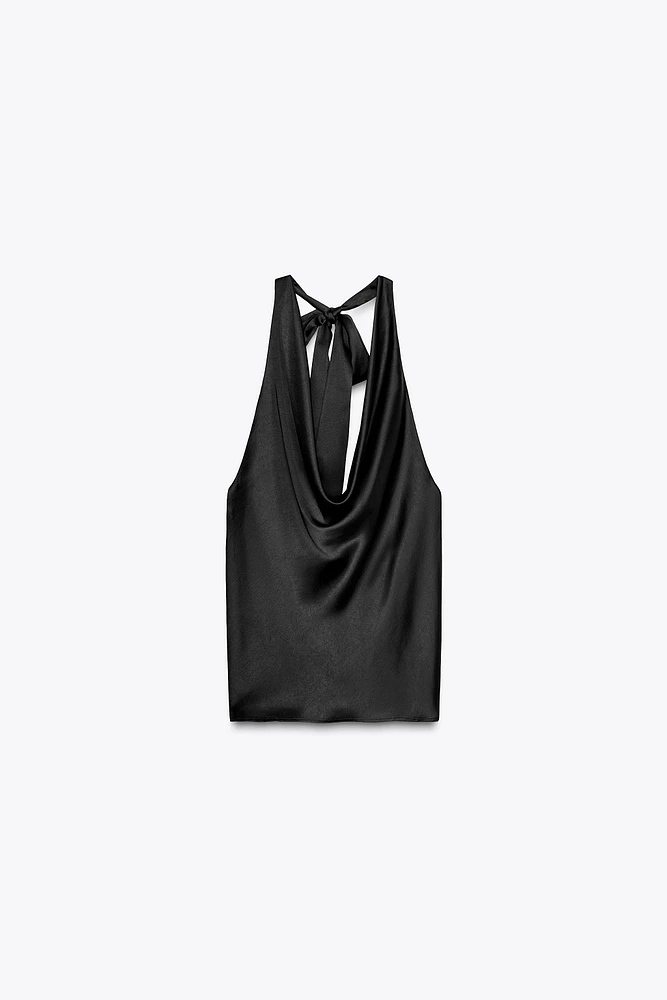 HALTER SATIN EFFECT TOP