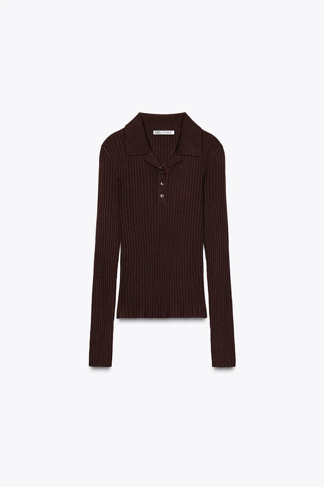 RIBBED KNIT POLO