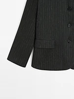 Linen blend pinstripe blazer