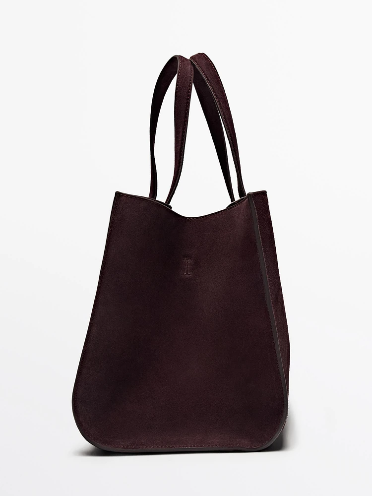 Half icon split suede bag