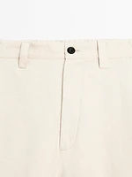 100% linen darted Bermuda shorts