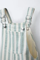 STRIPED TWILL OVERALL SHORTS