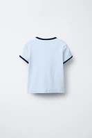 CONTRAST TRIM TEXT T-SHIRT