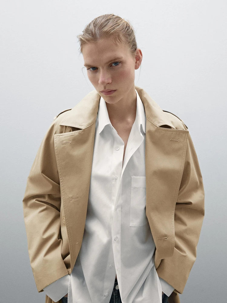 Water repellent classic trench coat