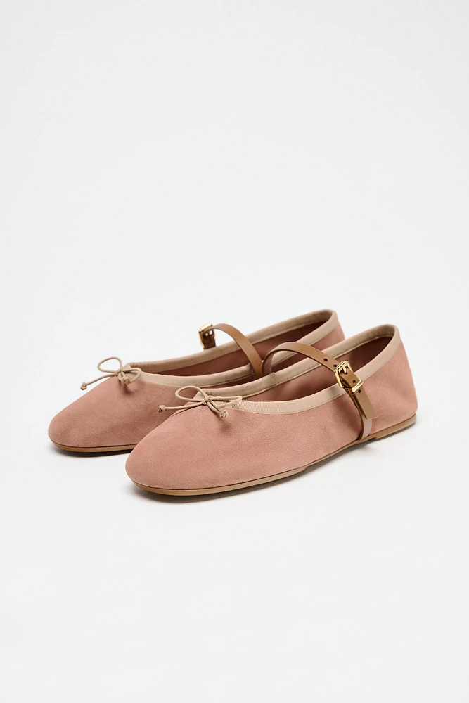 SUEDE MARY JANE FLATS