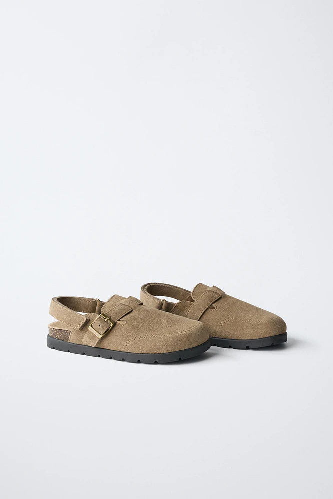 SPLIT LEATHER CLOGS