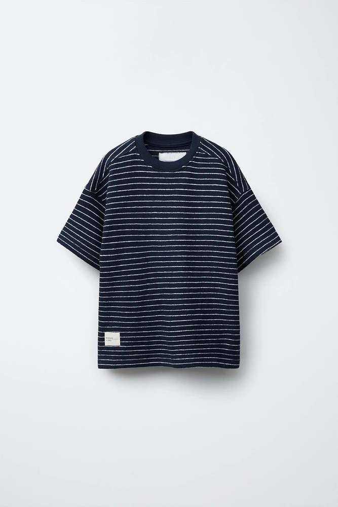 ENSEMBLE T-SHIRT ET BERMUDA EFFET SERVIETTE RAYURES