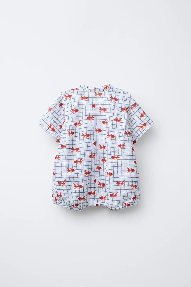 1-9 MOIS/ BARBOTEUSE KIMONO IMPRIMÉE GOLDEN FISH