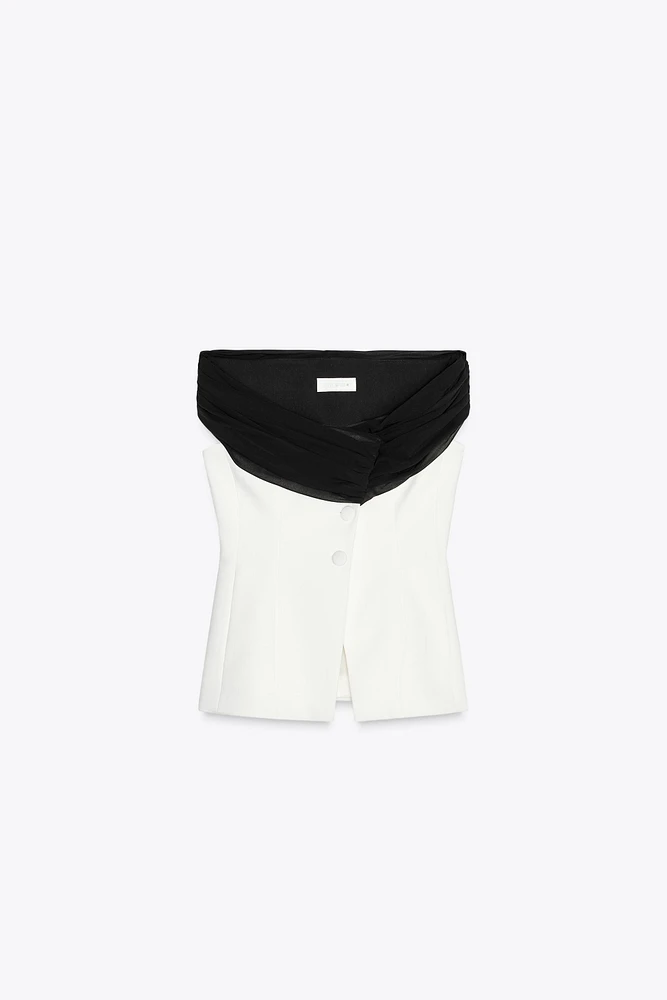 CONTRAST BUSTIER TOP