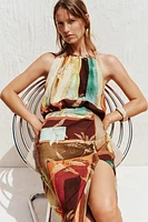TROPICAL PRINT MIDI DRESS