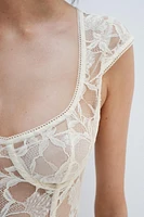 TOP BUSTIER À ARMATURES EN DENTELLE