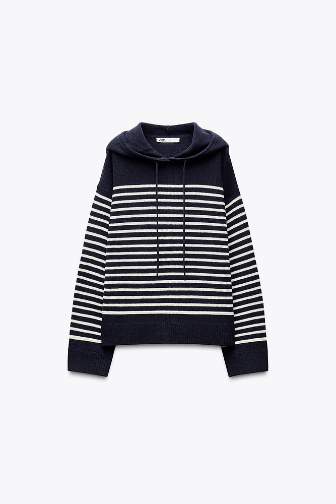 STRIPED KNIT HOODIE