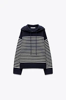 STRIPED KNIT HOODIE