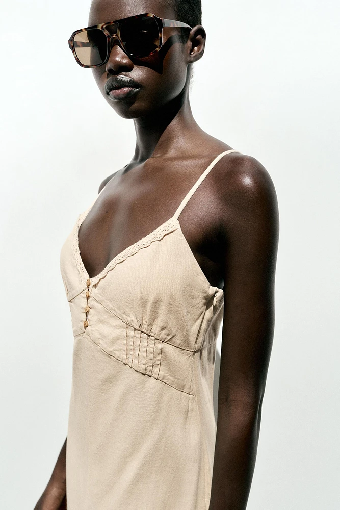 LINEN STRAPPY MIDI DRESS